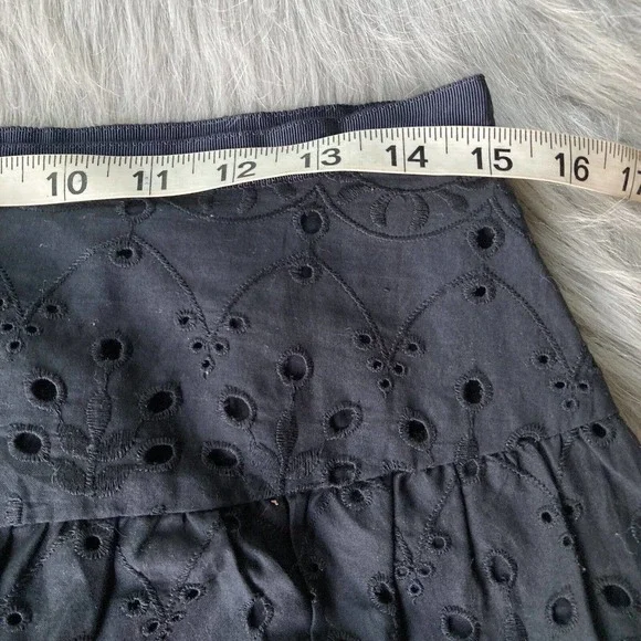 Ann Taylor Loft Sz 6 Black Eyelet Lace Skirt Cotton Side Zip Casual Summer NEW - Picture 9 of 11